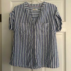 Boden Blue and White Striped Blouse